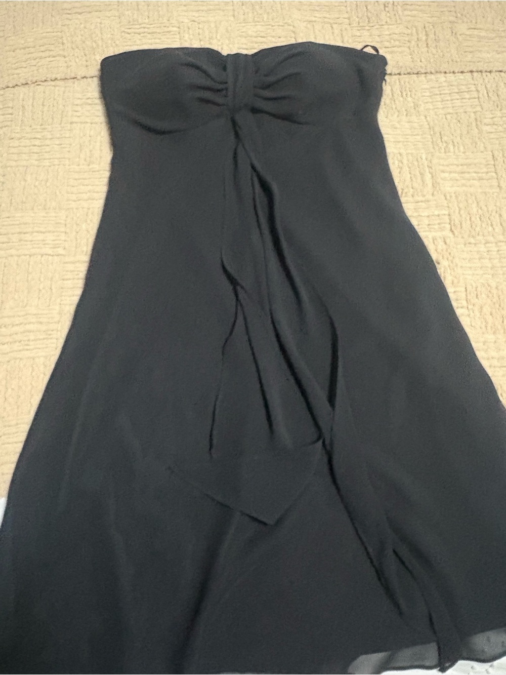White House Black Market Black Strapless Draped A-Line Dress